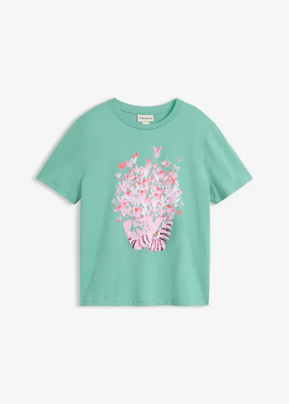 T-Shirt aus reiner Baumwolle in grün von vorne - bonprix T-Shirt aus reiner Baumwolle in grün von vorne - bonprix