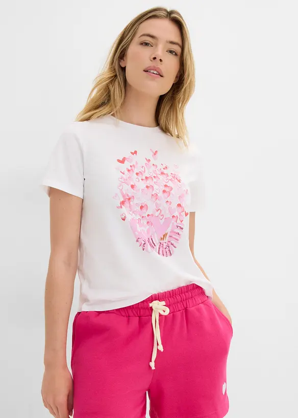T-Shirt aus reiner Baumwolle in weiß von vorne (im Anschnitt) - bonprix T-Shirt aus reiner Baumwolle in weiß von vorne (im Anschnitt) - bonprix