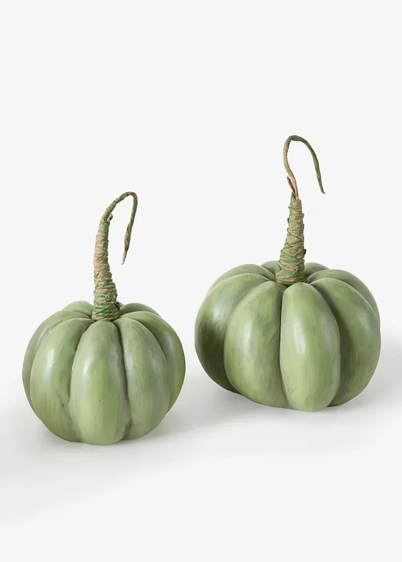 Deko-Objekte Kürbisse (2-tlg. Set) in grün von vorne - bonprix