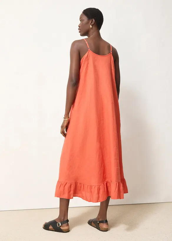 Maxikleid aus reinem Leinen in rot von hinten (Totalaufnahme) - bonprix Maxikleid aus reinem Leinen in rot von hinten (Totalaufnahme) - bonprix