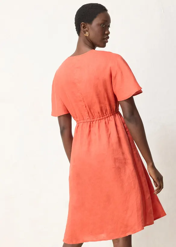 Kleid aus reinem Leinen in rot von hinten (Totalaufnahme) - bonprix Kleid aus reinem Leinen in rot von hinten (Totalaufnahme) - bonprix