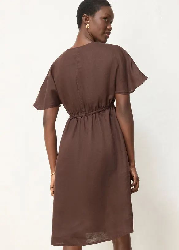 Kleid aus reinem Leinen in braun von hinten (Totalaufnahme) - bonprix Kleid aus reinem Leinen in braun von hinten (Totalaufnahme) - bonprix