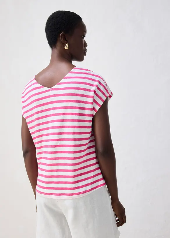 Shirt aus reinem Leinen mit Fledermausärmeln in pink von hinten (im Anschnitt) - bonprix