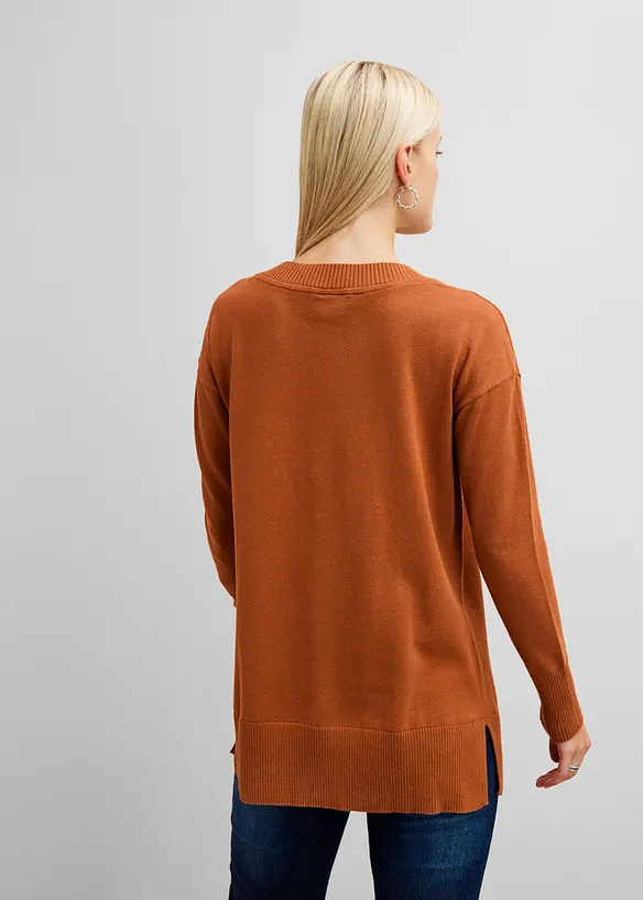 Long-Pullover in braun von hinten (im Anschnitt) - bonprix