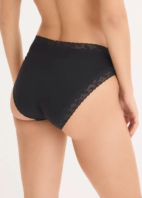 Maxislip mit Spitze (5er Pack) in schwarz von hinten - bonprix