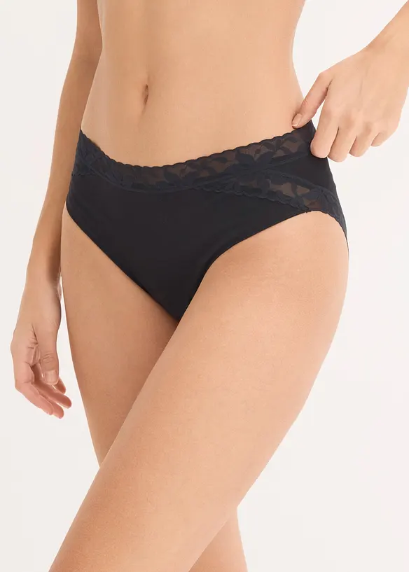 Maxislip mit Spitze (5er Pack) in schwarz von vorne - bonprix