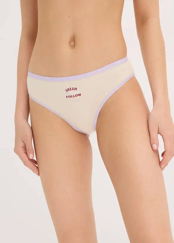 Slip mit weicher Baumwolle (5er Pack) in beige von vorne - bonprix