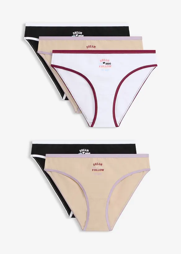 Slip mit weicher Baumwolle (5er Pack) in beige von vorne - bonprix