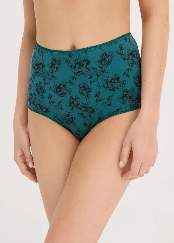 Highwaist Slip mit Bio-Baumwolle (4er Pack) in schwarz von vorne - bonprix