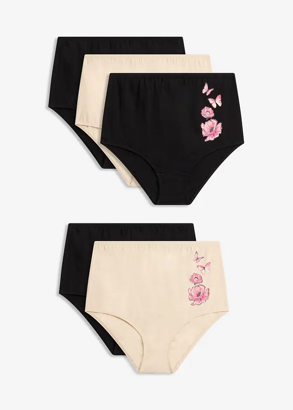 Highwaist Slip mit Baumwolle (5er Pack) in beige von vorne - bonprix