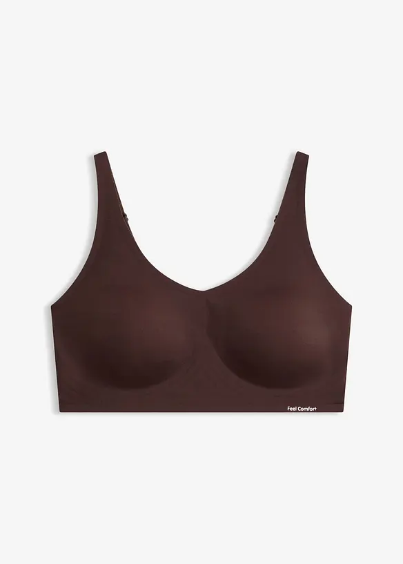 Wattierter Feel Comfort Lasercut T-Shirt BH in braun von vorne - bonprix