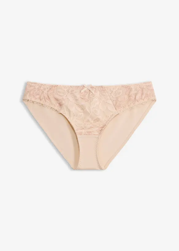 Slip mit zarter Spitze in beige von vorne - bonprix