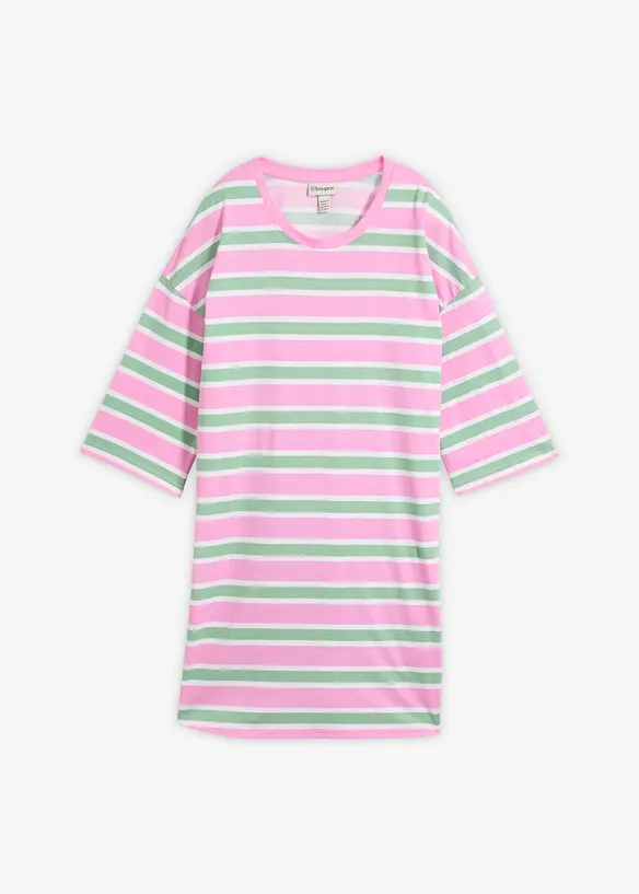 Oversize-Longshirt aus reiner Bio-Baumwolle in rosa von vorne - bonprix