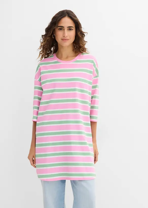 Oversize-Longshirt aus reiner Bio-Baumwolle in rosa von vorne (im Anschnitt) - bonprix
