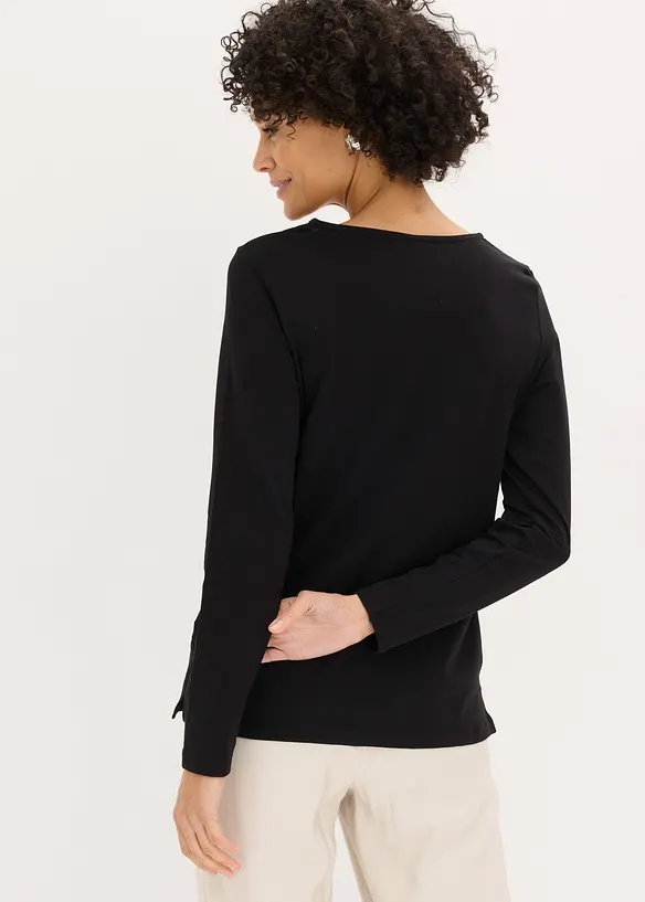 Langarmshirt mit Ösen in schwarz von hinten (im Anschnitt) - bonprix Langarmshirt mit Ösen in schwarz von hinten (im Anschnitt) - bonprix