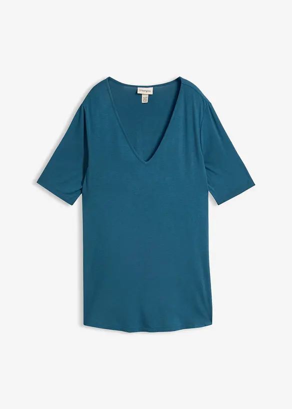 Longshirt aus softer Viskose in petrol von vorne - bonprix
