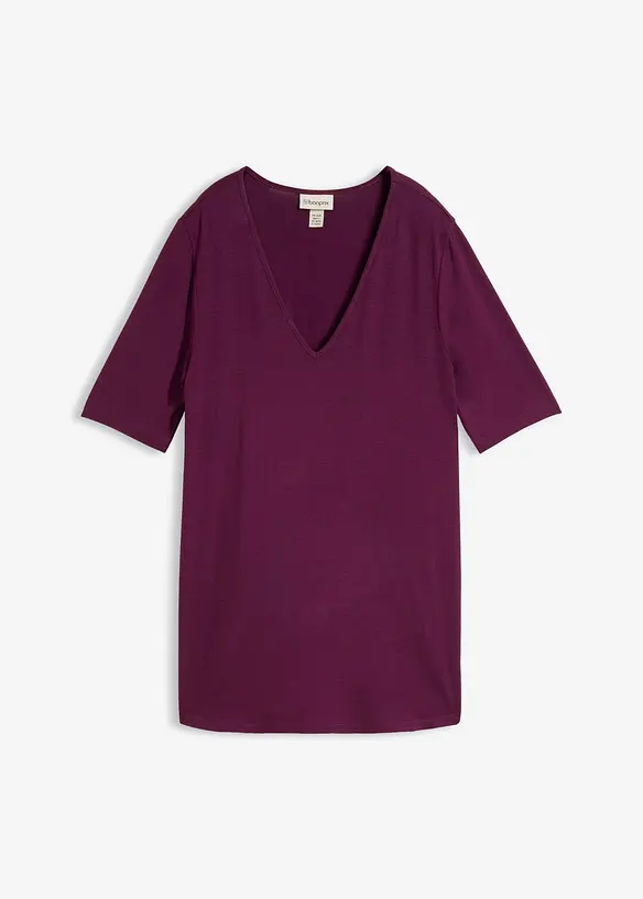Longshirt aus softer Viskose in lila von vorne - bonprix