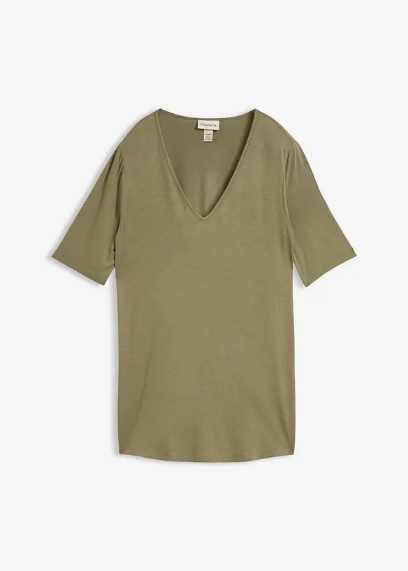 Longshirt aus softer Viskose in grün von vorne - bonprix