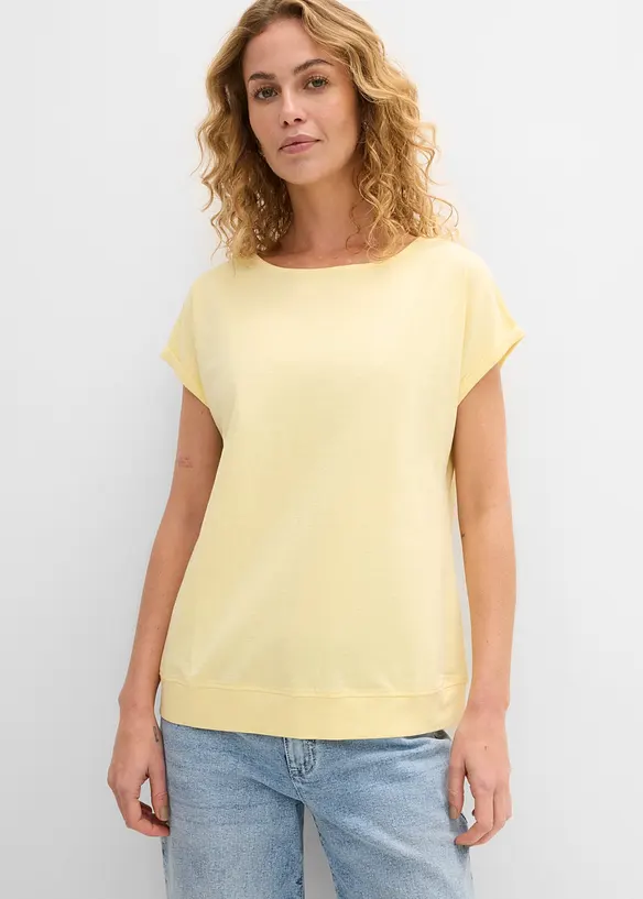 T-Shirt aus reiner Bio-Baumwolle (2er Pack) in blau von vorne (im Anschnitt) - bonprix