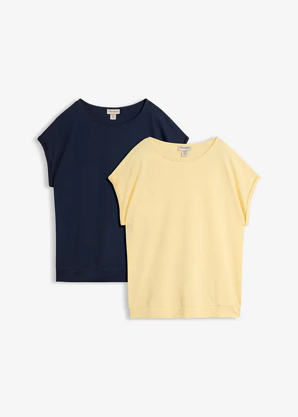 T-Shirt aus reiner Bio-Baumwolle (2er Pack) in blau von vorne - bonprix