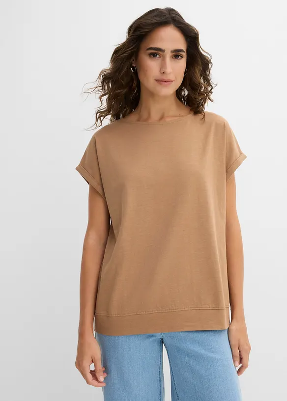 T-Shirt aus reiner Bio-Baumwolle (2er Pack) in braun von vorne (im Anschnitt) - bonprix