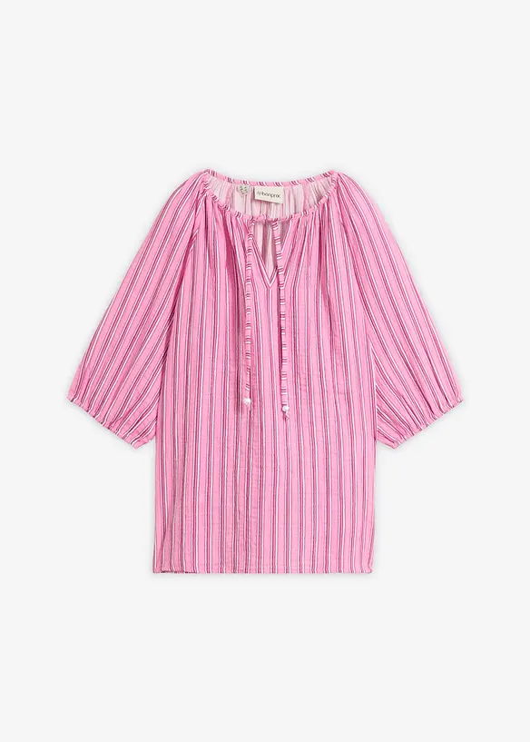 Musselin-Tunikabluse aus reiner Baumwolle in rosa von vorne - bonprix Musselin-Tunikabluse aus reiner Baumwolle in rosa von vorne - bonprix