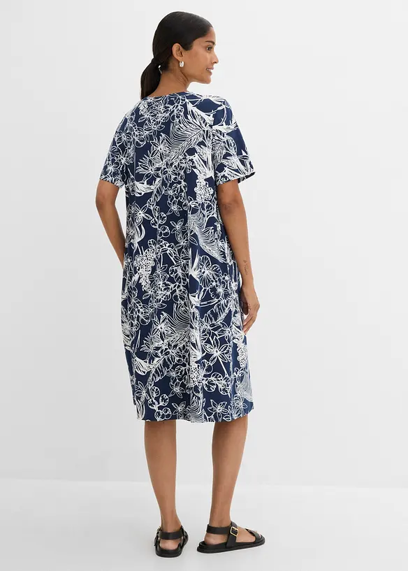 Shirtkleid mit Eingriffstaschen in blau von hinten (Totalaufnahme) - bonprix