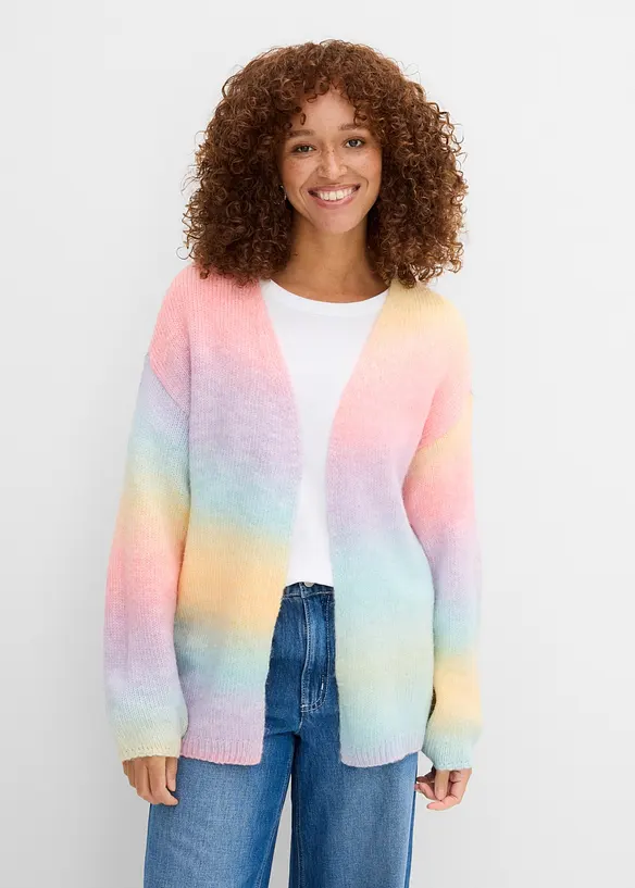 Grobstrickjacke aus weichem Woll-Mix in blau von vorne (im Anschnitt) - bonprix Grobstrickjacke aus weichem Woll-Mix in blau von vorne (im Anschnitt) - bonprix