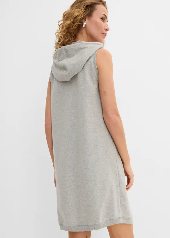 Shirtkleid aus elastischem Baumwoll-Mix in grau von hinten (Totalaufnahme) - bonprix