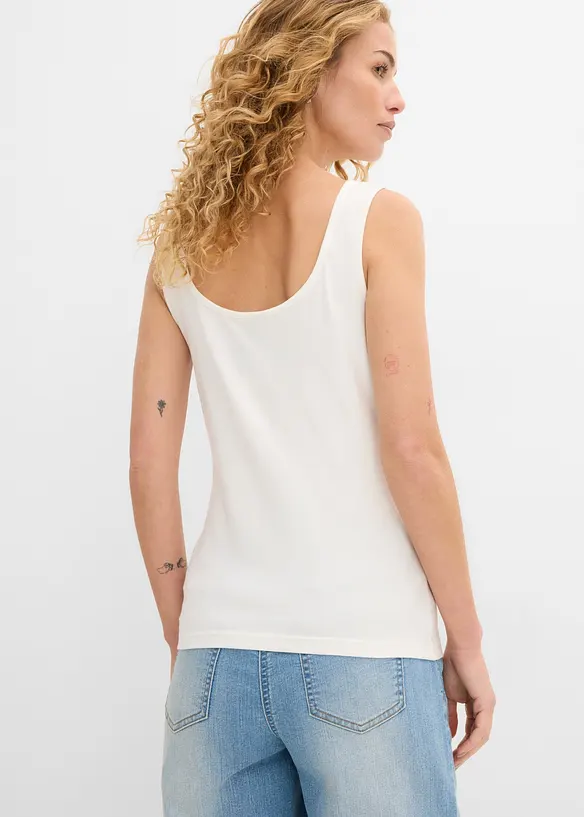 Tanktop mit U-Boot-Ausschnitt (2er Pack) in weiß von hinten (im Anschnitt) - bonprix