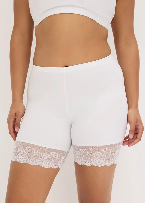 Anti-Scheuer-Radlerhose mit kühlendem Polyamid und Spitze in weiß von vorne - bonprix