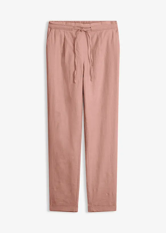Leinenhose aus einem Leinen-Mix in rosa von vorne - bonprix