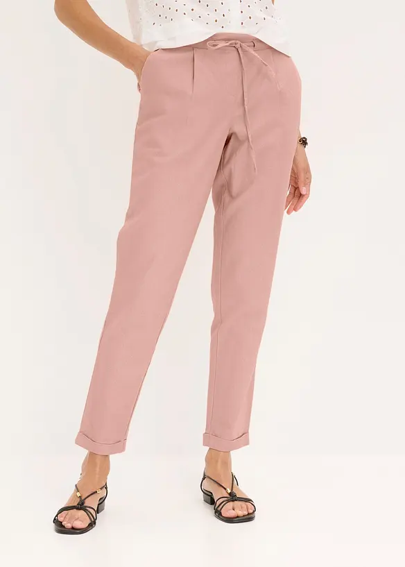 Leinenhose aus einem Leinen-Mix in rosa von vorne - bonprix