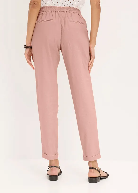 Leinenhose aus einem Leinen-Mix in rosa von hinten - bonprix
