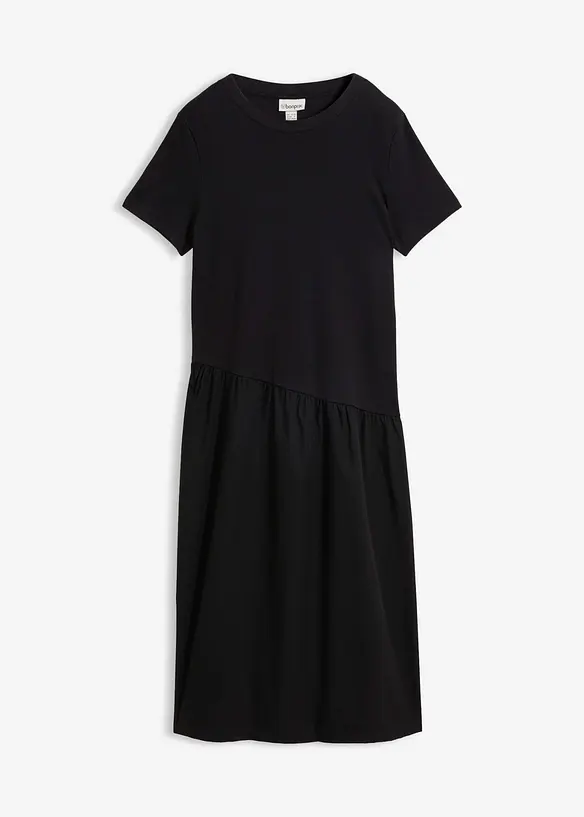 Shirtkleid aus Materialmix in schwarz von vorne - bonprix Shirtkleid aus Materialmix in schwarz von vorne - bonprix