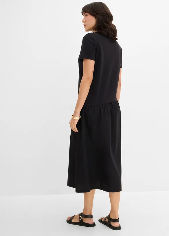 Shirtkleid aus Materialmix in schwarz von hinten (Totalaufnahme) - bonprix Shirtkleid aus Materialmix in schwarz von hinten (Totalaufnahme) - bonprix