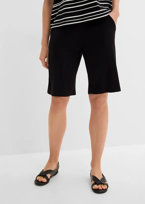Jersey-Bermuda in schwarz von vorne - bonprix Jersey-Bermuda in schwarz von vorne - bonprix