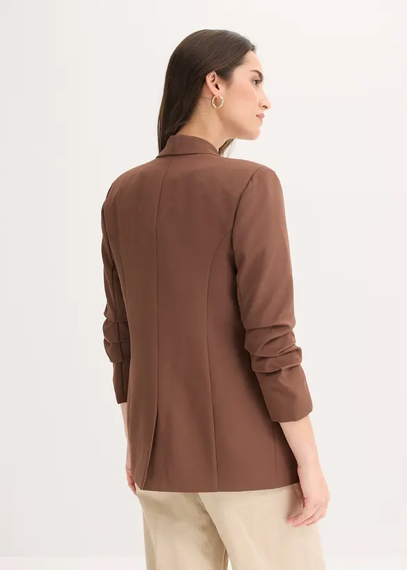 Blazer mit Raffung in braun von hinten (im Anschnitt) - bonprix