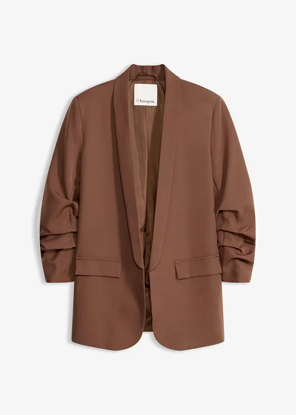 Blazer mit Raffung in braun von vorne - bonprix
