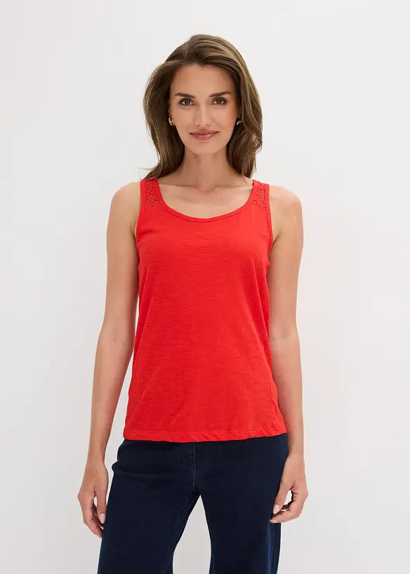 Tanktop aus Baumwolle in rot von vorne (im Anschnitt) - bonprix