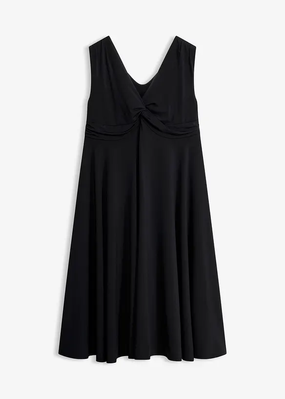 Jerseykleid mit V-Ausschnitt in schwarz von vorne - bonprix