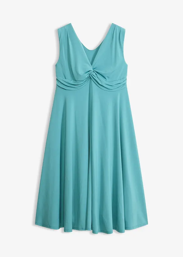 Jerseykleid mit V-Ausschnitt in petrol von vorne - bonprix