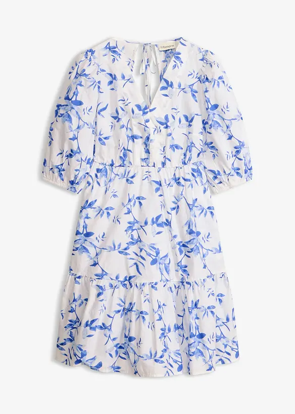 Minikleid aus reiner Baumwolle in weiß von vorne - bonprix Minikleid aus reiner Baumwolle in weiß von vorne - bonprix