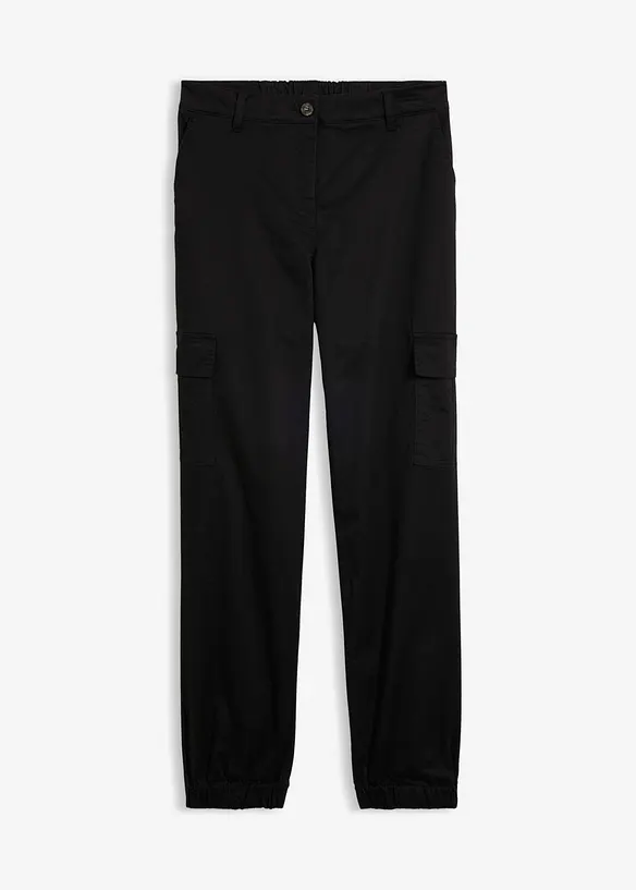 Cargohose aus Baumwoll-Mix in schwarz von vorne - bonprix