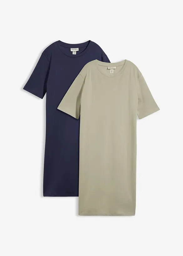 Shirtkleid (2er-Pack) in blau von vorne - bonprix Shirtkleid (2er-Pack) in blau von vorne - bonprix