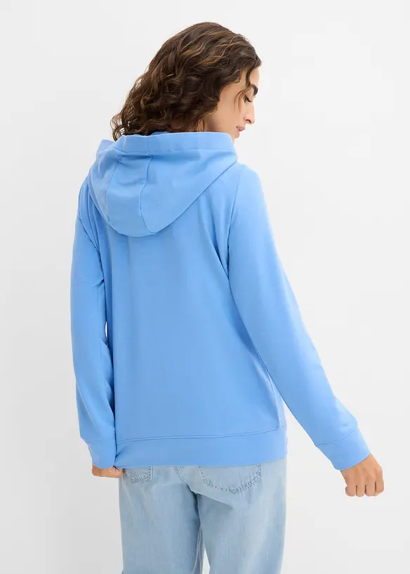 Hoodie aus leichtem Viskose-Mix in blau von hinten (im Anschnitt) - bonprix