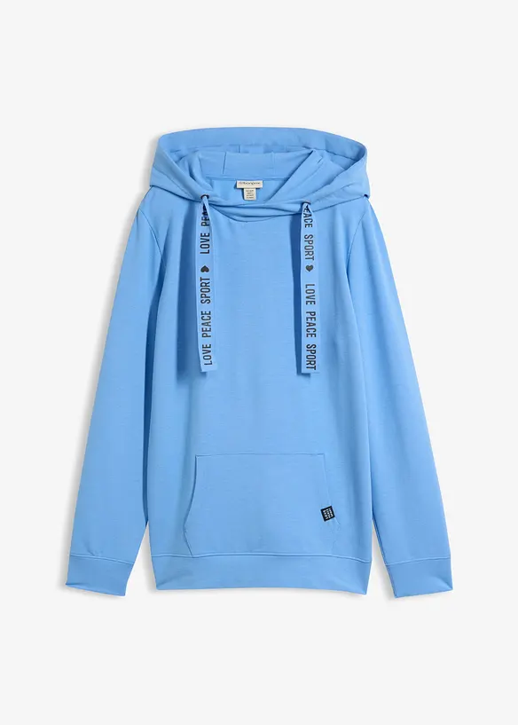 Hoodie aus leichtem Viskose-Mix in blau von vorne - bonprix