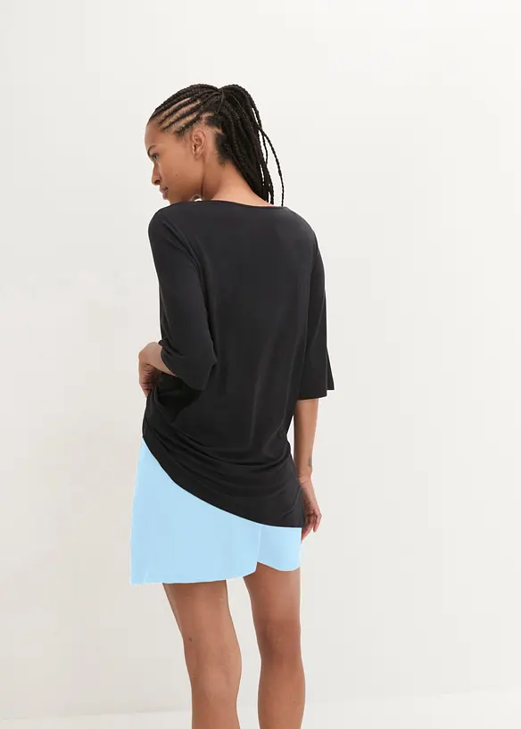 Langes Sport-Shirt mit Schlitz, schnelltrocknend in schwarz von hinten (im Anschnitt) - bonprix