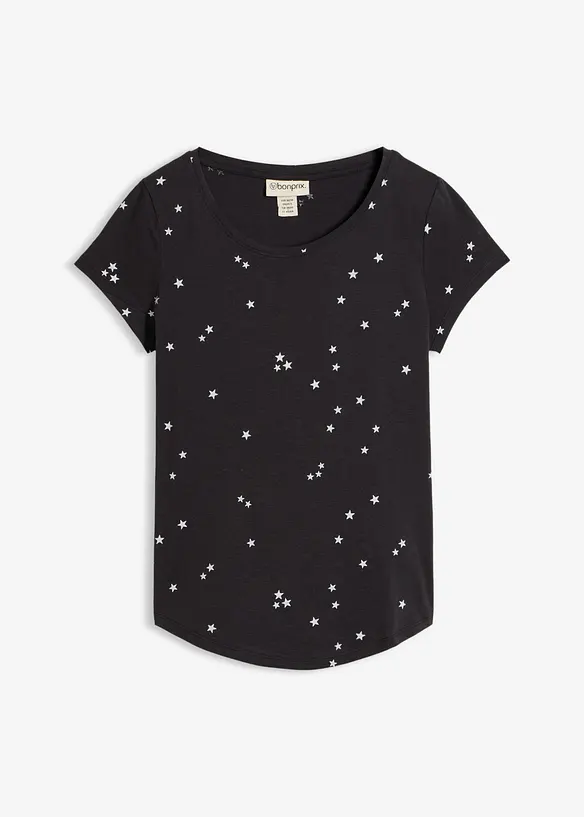Shirt aus reiner Baumwolle in schwarz von vorne - bonprix