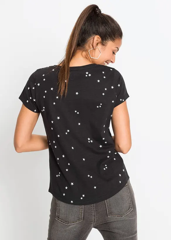 Shirt aus reiner Baumwolle in schwarz von hinten (im Anschnitt) - bonprix